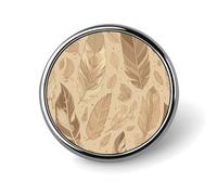 Beige Leaf Pattern Badges Decorative, Durable Aluminum Alloy Round Badge, Lightweight Button Brooch for Shirts, Jackets, Hats, Uniforms 1"