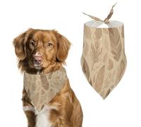 Beige Leaf Pattern Dog Bandana Washable & Adjustable Triangle Scarf, Breathable Pet Scarf for Small Medium Large Pets, Cute Fashion Pet Accessory