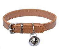 Beige Leather Pet collars for Cats,Baby Puppy Dog,Adjustable 8"-10.5" Kitten Collar with Bell