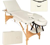 Tectake Massage Table 3-Zone Daniel, Padding and Bag - Cream, Cream