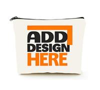 Beige Linen Makeup Bag Add Picture/Text/Logo Graduation Gifts for Her