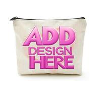 Beige Linen Mascara Case Add Your Text Images Commemorative Gift
