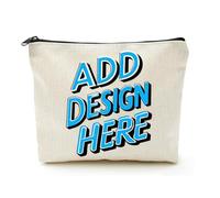 Beige Linen Mascara Case Your Own Picture Text Logo Coworker Leaving Gifts