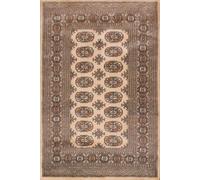 Beige Luxurious Traditional Bordered Floral Geometric Wool Handmade Rug For Living Room Bedroom & Dining Room-120Cm X 180Cm