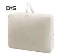 (beige, M) Self Compression Organizer Storage Bag Large-capacity Moisture-proof Zipper Closure Coats Storage Bag Quilt Packing Bag