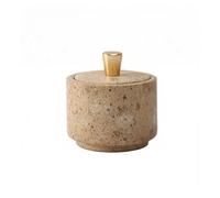 Beige Marble Salt Cellar with Lid Gold Natural Multifunctional Spice Jar Elegant Kitchen Salt Containers for Pepper Dry Spices-B