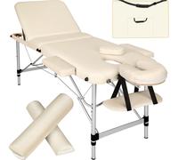 Tectake Massage Table 3 Zone w/ Carry Back And Bolsters - Cream, Cream