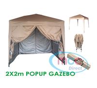 (Beige) MCC Pop-up Gazebo 2m x 2m With Sides