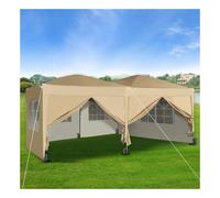 (Beige) MCC Pop-up Gazebo 3m x 6m with Sides Wind Bars & 6 Weight Bags Water Proof Canopy