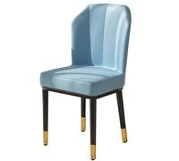 Beige Mid Century Modern Dining Chairs Upholstered Kitchen Chairs without Armrests Leather Accent Chair with Backrest Metal Legs for Living Room Reception Waiting Room Bedroom (Blue)