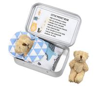 (beige) Mini Teddy Bear In A Tin Box - Cute Plush Doll Toy For Kids - Pocket Size For Stress Relief - Perfect Gift For Birthdays, Christmas, Children's Day
