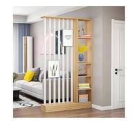 Beige Modern Room Divider with Shelves - 80" Tall & Bookcase for Home Office & Living Room, Decorative Wall Panel, Stylish Space Separator, 32" L x 10" W.