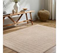 Beige Modern Shaggy Rug, Striped Anti Slip Easy to Clean Rug The Rug Shop UK Beige 160cm x 210cm