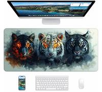 Beige Mouse Mat 800x300x3mm, Tiger Gaming Mouse Pad, Desk Mat with Waterproof Non-Slip Rubber Base, Mousepad for Stable Grip on Smooth Surfaces, Desk Accessories and Office Accessories, Gifts 4-4560