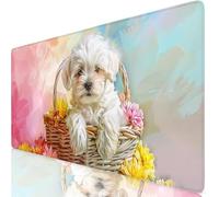 Beige Mouse Mat Dog Mouse Pad Desk Mat Soft Smooth Surface and Anti-Slip Rubber Base for Stable Grip on Smooth Surfaces, Improved Precision and Speed, Mousepad for Office, Home 700 x 400 x 3mm K0-291