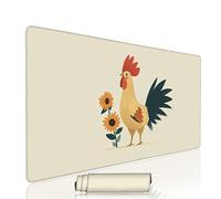 Beige Mouse Mat Large Gaming Mouse Pad Chicken Computer Keyboard Pads xxl 900x500x3mm Waterproof Smooth Cloth Surface with Rubber Base Non-Slip Desk Matt with Stitched Edges for Laptop, Office w-1448
