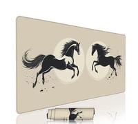Beige Mouse Mat Large Gaming Mouse Pad Horse Computer Keyboard Pads xxl 1000x400x3mm Waterproof Smooth Cloth Surface with Rubber Base Non-Slip Desk Matt with Stitched Edges for Laptop, Office w-5673
