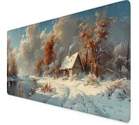Beige Mouse Mat Snow Scene Gaming Mouse Pad XXL 60 x 30cm Desk Mat Large with Non-Slip Base and Stitched Edge Keyboard Pad for Gaming/Home/Office Work/Accessories, Improved Precision and Speed p7142i