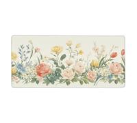 Beige Mouse Pad 900 x 300 mm Large Mouse Mat Flower Desk Mat with Water Resist Surface，XXL Mousepad with Anti-Slip Rubber Base，Extended Gaming Mouse Pads for Desktop Decor，Gift for Women/Men M645