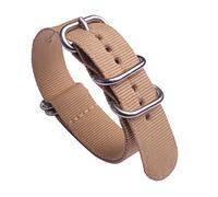 Beige NATO Watch Band 22mm Nylon Strap Replacement with Silver 304 Stainless Steel Buckle