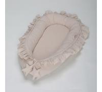 (Beige) Newborn Baby Pod Nest Ruffle Cocoon Bed Cushion Cotton Lace Sleep Solid Color