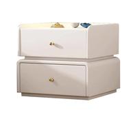 Beige Nightstand with 2 Drawers, 45x40x50cm Bedside Table, Simple Storage End Table for Bedroom, Modern Small Side Table, Multi-functional Bedside Cabinet