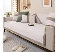 Beige Non-Slip Sofa Throw Cover for Leather/Fabric/Wood Sofas 1/2/3/4 Seater 80x240cm Perfect for Balcony & Windowsill Decor