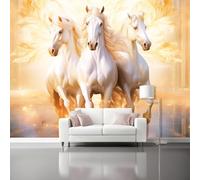 Beige Non-Woven Wall Murals - Gradient Fantasy Animal Horse Portrait Wallpaper for Living Room Tv Backdrop Kids Room Decor, Easy to Install, 350 x 256 cm (W x H)