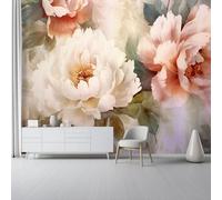 Beige Non-Woven Wall Murals - Movie Fantasy Watercolor Peony Wallpaper for Living Room Tv Backdrop Kids Room Decor, Easy to Install, 150 X 105 Cm (W X H)