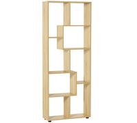 Beige Oak 178cm 8-Shelf Bookcase, Particleboard, 70x24cm, Melamine Finish Unit