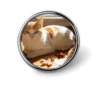 Beige Orange Cat Button Pin Personalized Metal Lapel Pins Badges Classic Round Brooch Pin Novelty Unique Enamel Pins Cute Funny Pinback Button Badge for Jackets Backpacks Bags Coat