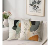Beige Outdoor Cushions Covers 65 x 65 cm Sofa Cushions Simplicity Breathable Velvet Square Pillow Cases Decorative Pillows Pack of 2, with Invisible Zipper, Double-Sided Printing, for Room Decor V-94