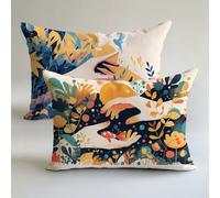 Beige Outdoor Cushions Waterproof 70x90cm Garden Furniture Cushions Nature Linen Decorative Pillows Covers Invisible Zipper Double Sided Printing Set of 2，Sofa Bench Spring Fall Decor Gift LK-1671