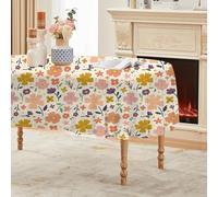 Beige Oval Tablecloth 150x300 cm, Floral Branches & Leaves, Waterproof Stain Resistant, Perfect for Weddings, Table Decoration, Garden Parties, Birthdays, Christmas, Events, Conferences