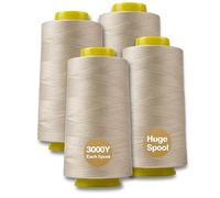 Beige Overlock Thread All Purpose Sewing Polyester 4 Cones 3000 Yards per Spool for Sewing Machine