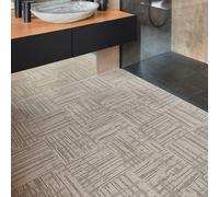 Carpet Imitation Style Self Adhesive Floor Tiles - 60 Pack for 60 sqf (5.57 sqm) | 12x12In (30.5 x 30.5cm) Peel and Stick Flooring | Durable & Easy Clean | Beige Faux Carpet Effect