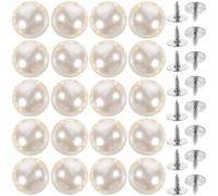 Beige Pearl Buttons 50Pcs 12mm No Sew Decorative Fasteners | Glossy Metal and Plastic Construction, Easy Application for Heels, Suits, Crafting Projects and Fashion Design