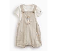 Beige Peter Rabbit Dungarees & Bodysuit Set Up to 3 mths