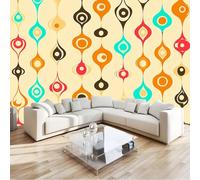 Beige Photo Wallpaper Mural 450 x 280 cm Abstract Geometric Themes Polka Dots Non-Woven Premium Art Print Fleece Wall Mural Decoration Poster Picture Design Modern for Bedroom Living Room