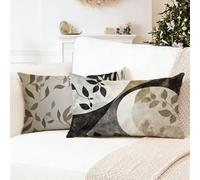 Beige Pillow Cases 2 Pack 60 x 80 cm Black Cushion Covers,Decorative Pillows, Nvisible Zipper Cushion Inserts, Double Sided High-Definition Printing Sofa Cushions, Decor is Give Gifts for Women 0R-111