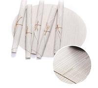 Beige Placemats Set of 6, Table Mat Modern 18x13 Inch Oval Bamboo Pattern Vinyl Polyester