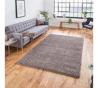 Think Rugs Sierra Beige Rectangle 080 x 150cm Polypropylene Plain Shaggy 9000, Brown