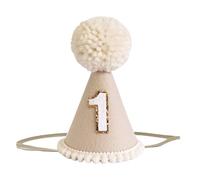 Beige Plush 1st Birthday Crown, Cozy Cone Hat for Baby's First Party, Photo Props & Celebrations