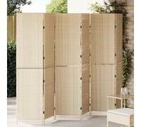 Beige Poly Rattan Room Divider 292 x 180 cm Foldable Freestanding with Matte Surface Privacy Screen and Divider for Living Room, Office and Bedroom