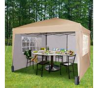 (Beige) Pop-up Gazebo Party Tent 3mx3m with 4 Sides & Weight Bags