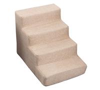 Beige Portable Dog Stair Ramp for Medium Sized Dogs High Density Pet Ladder for High Beds Couches Wide Steps for Easy Access