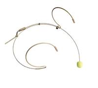 Beige Pro Headworn Dual Earhook Headset Microphone Mic for AKG/Shure/Sennheiser Wireless Bodypack Transmitter (3.5mm Mono Locking Jack-Sennheiser)