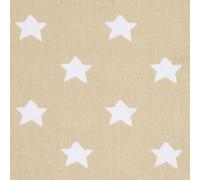 HOMESCAPES Pure Cotton Furnishing Fabric - Stars - Beige - 150 cm Wide - Printed on Thick Woven - for Upholstery Curtain Cushion Soft Furnishings Heavy Dress Material - Per Metre