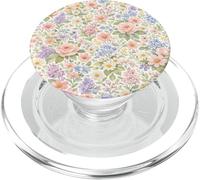 Beige Purple Yellow Vintage Rose Spring Floral Pattern PopSockets PopGrip for MagSafe