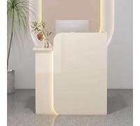 Beige Reception Desk with Lockable Drawer - Compact Front Desk for Salon & Retail Checkout, 60cm/23.6in, Stylish Reception Counter for Lobby & Salon Use